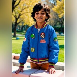 Nintendo Boys Super Mario Varsity Bomber Jacket (Little & Big Boys), Mario